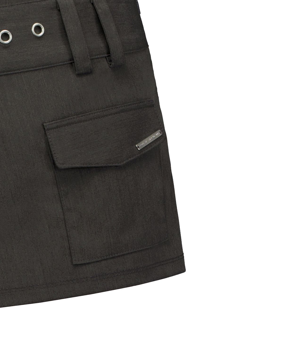 락케이크(ROCKCAKE) Wide Belt Wrap Skirt - Charcoal