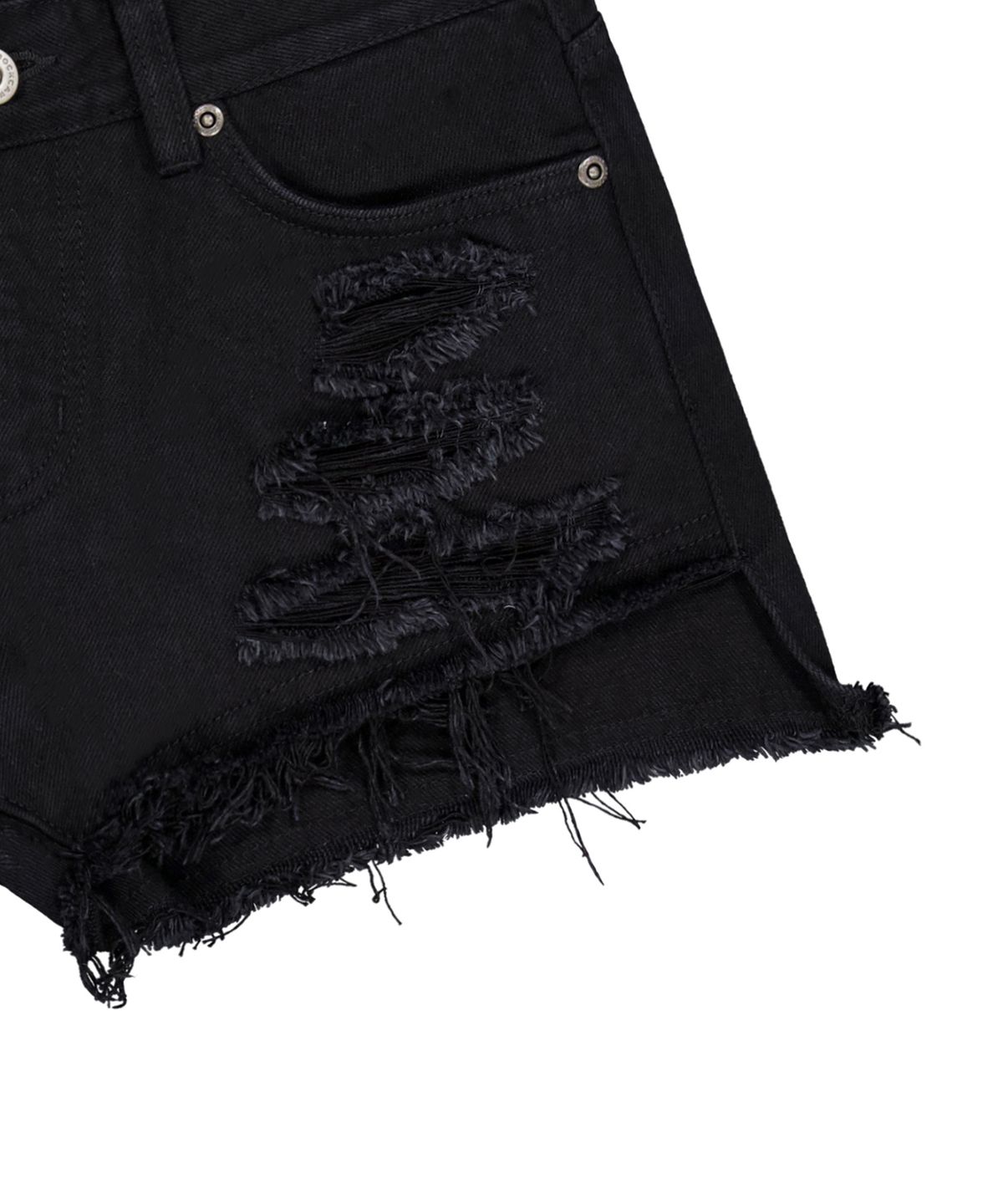 락케이크(ROCKCAKE) Damage Denim Shorts - Black