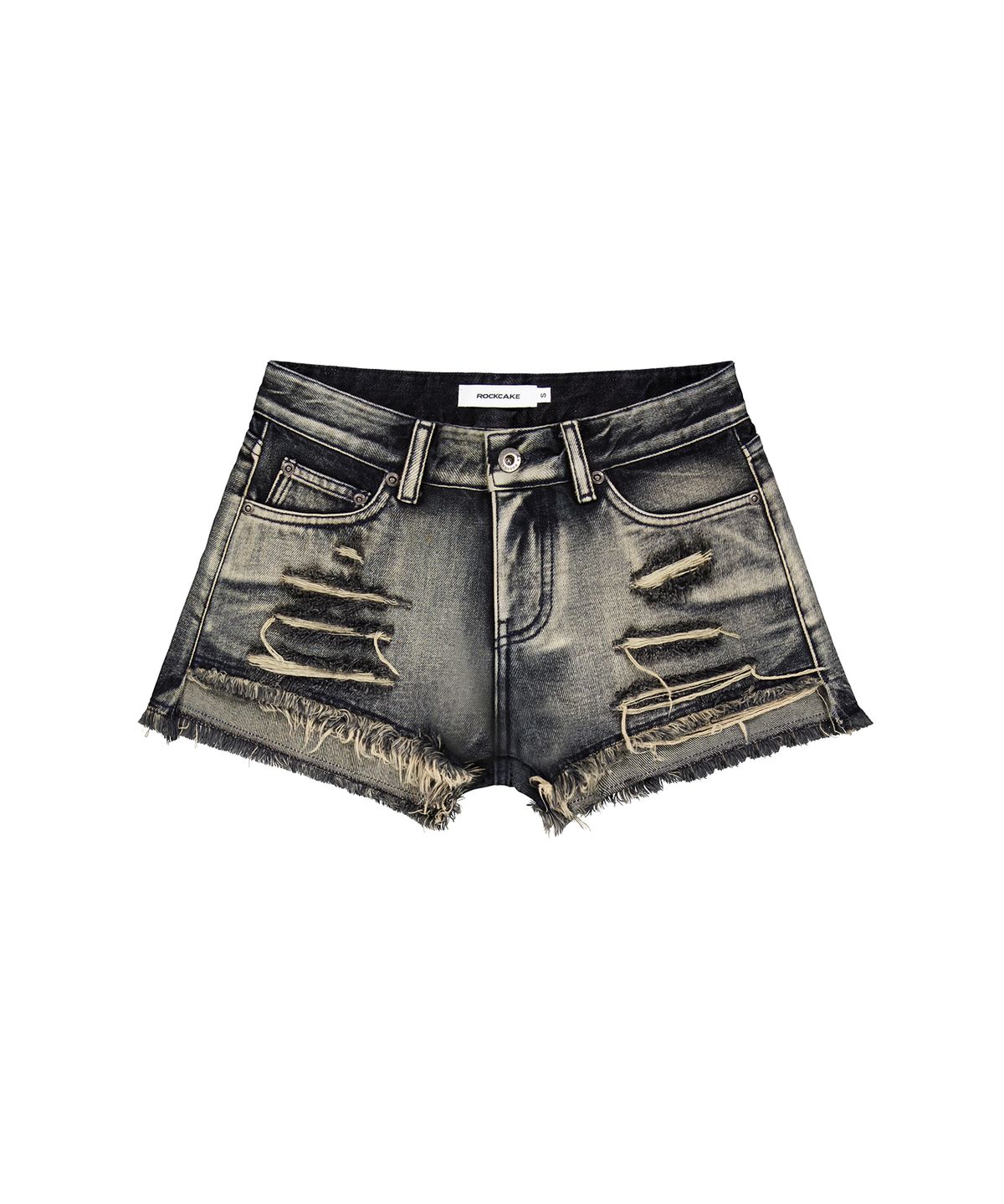 락케이크(ROCKCAKE) Damage Denim Shorts - Ash Blue