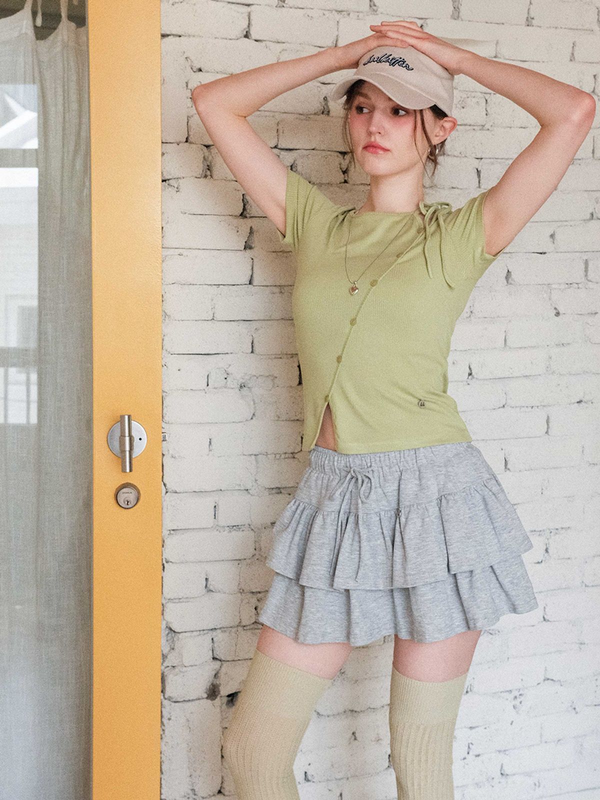 쿨키튼(KOOLKITTEN) 레이어드 러플 엘라스틱 스커트 2colors