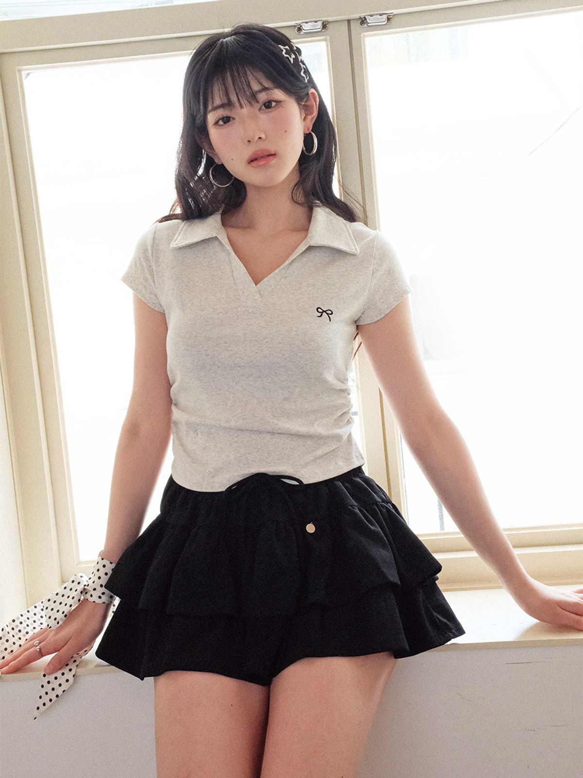 쿨키튼(KOOLKITTEN) 레이어드 러플 엘라스틱 스커트 2colors