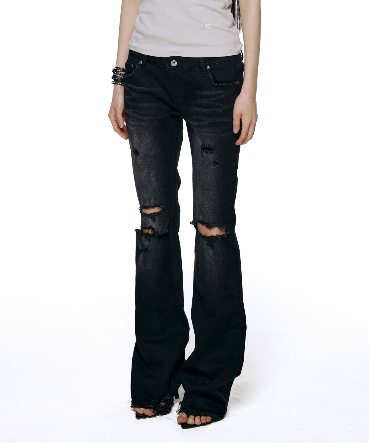락케이크(ROCKCAKE) Layne Low Rise Bootcut Jeans - Black