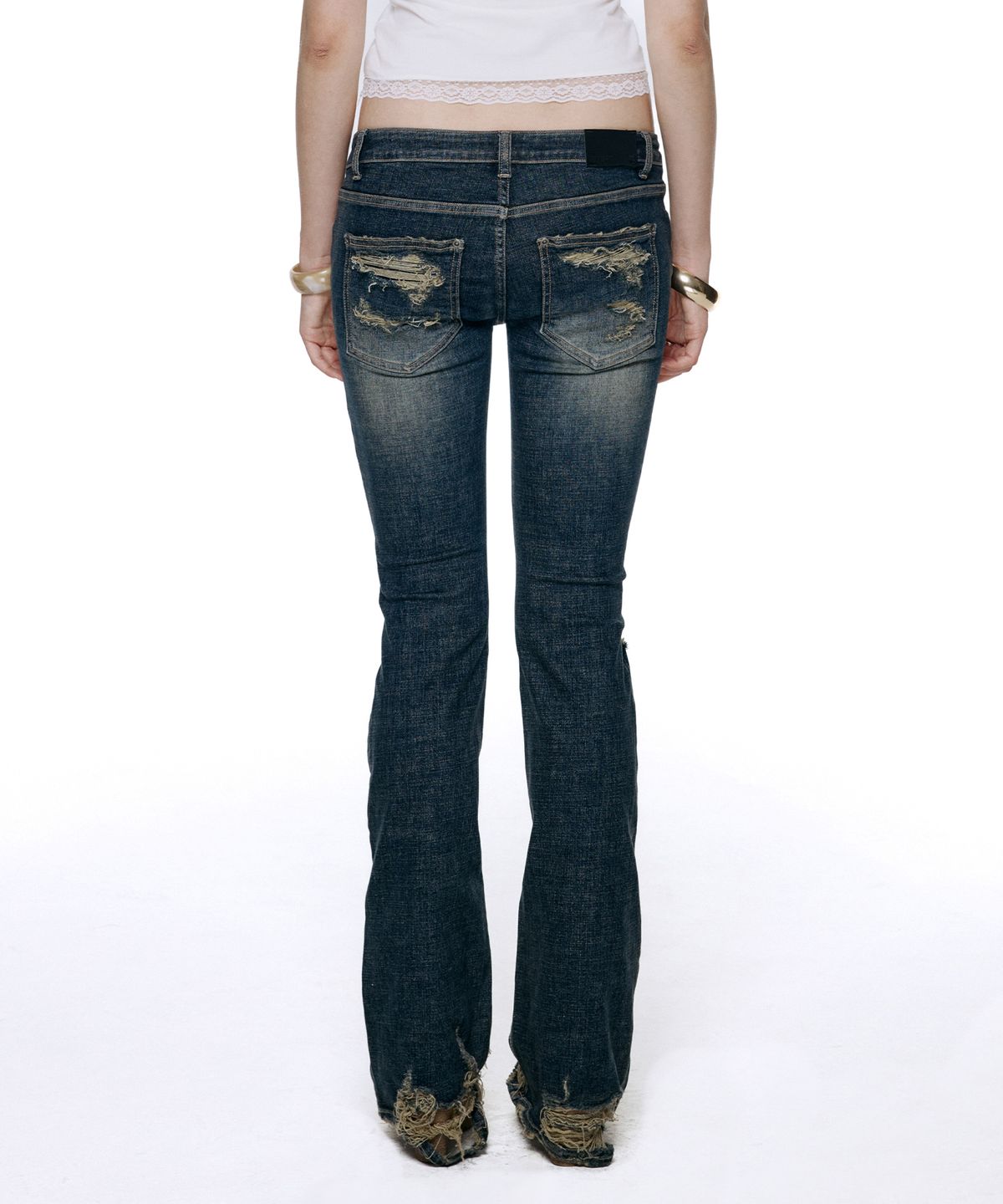 락케이크(ROCKCAKE) Layne Low Rise Bootcut Jeans - Blue