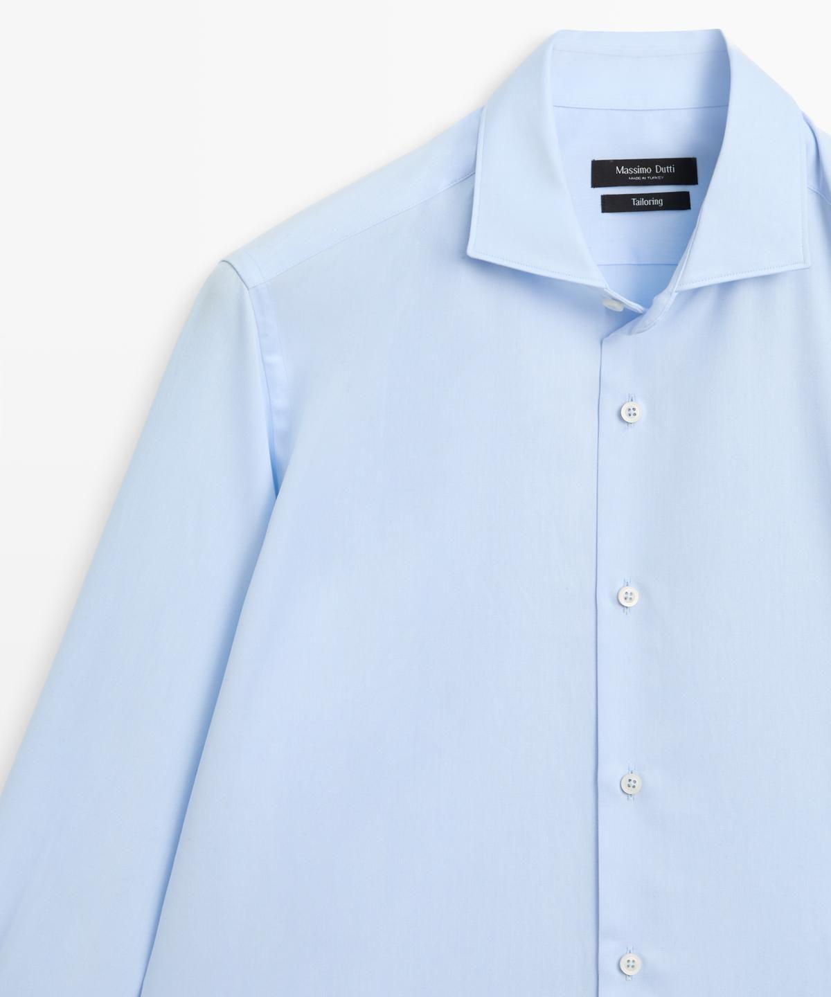 마시모두띠(MASSIMO DUTTI) 100% 코튼 슬림 핏 셔츠 더블 커프스