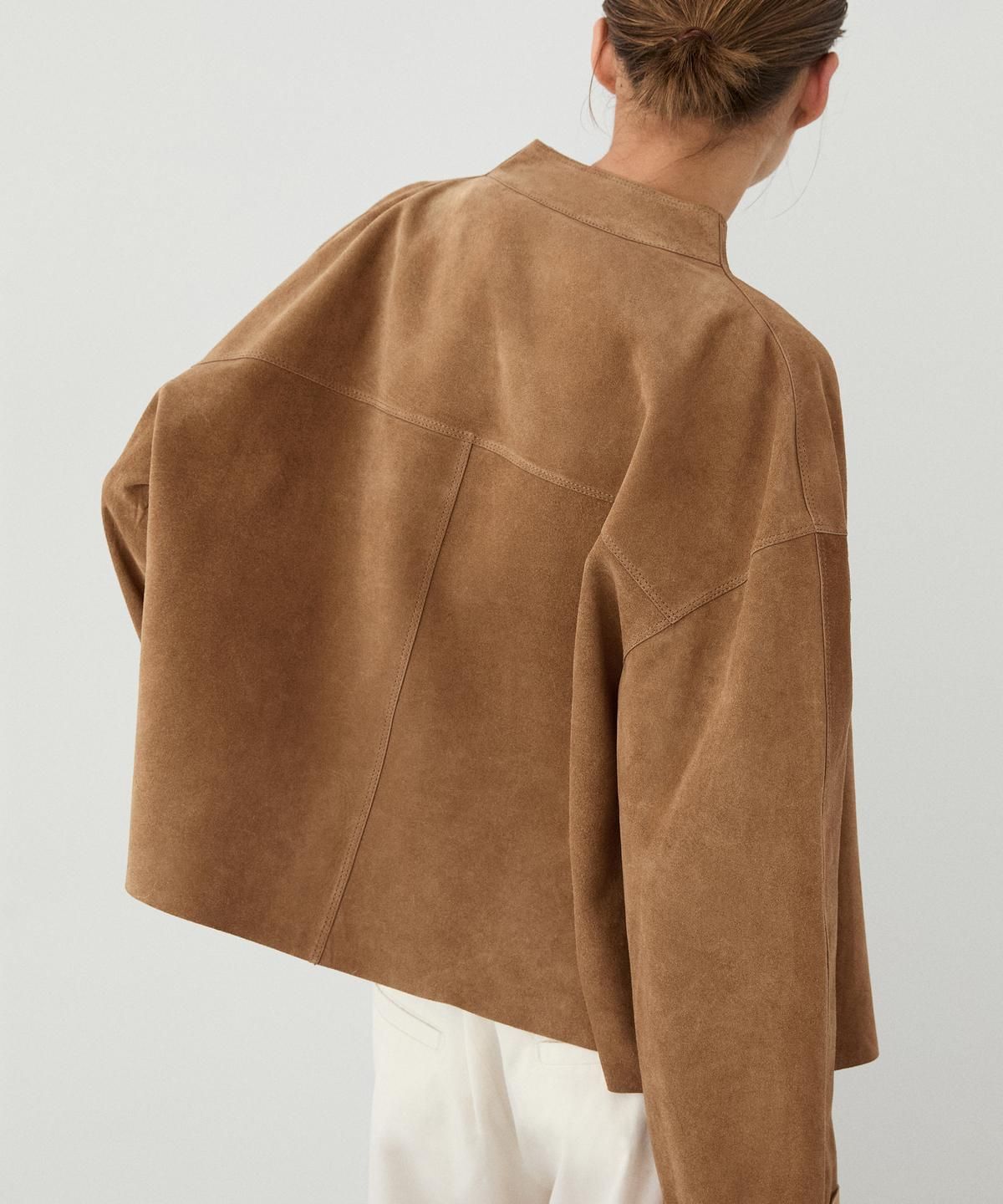 마시모두띠(MASSIMO DUTTI) 크로스 스웨이드 레더 숏 자켓