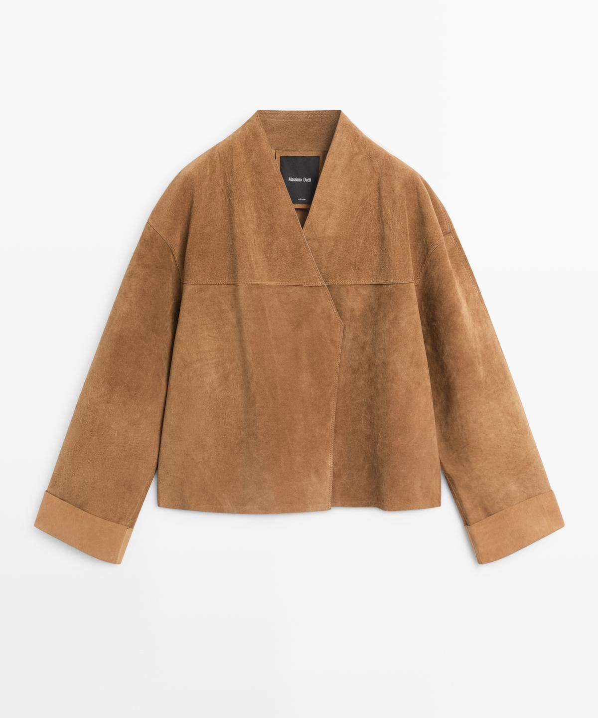 마시모두띠(MASSIMO DUTTI) 크로스 스웨이드 레더 숏 자켓