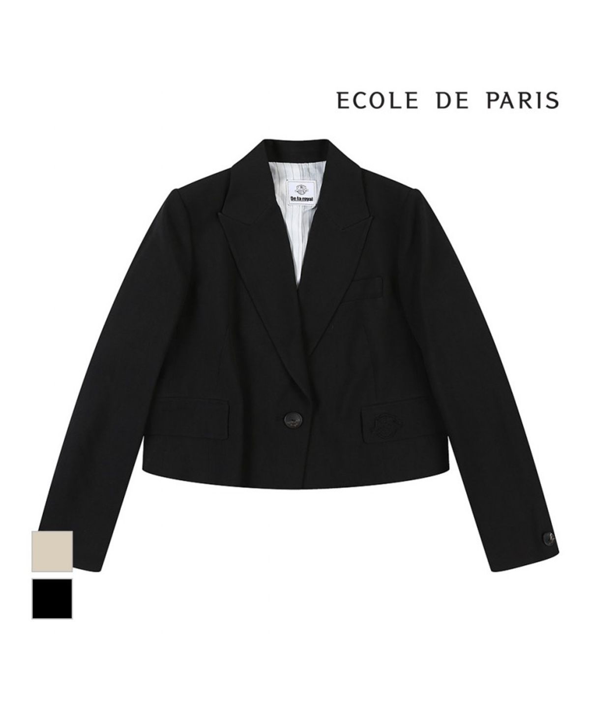 에꼴드파리(ECOLEDEPARIS) 와펜포인트 원버튼 자켓_RB23WJA008Z