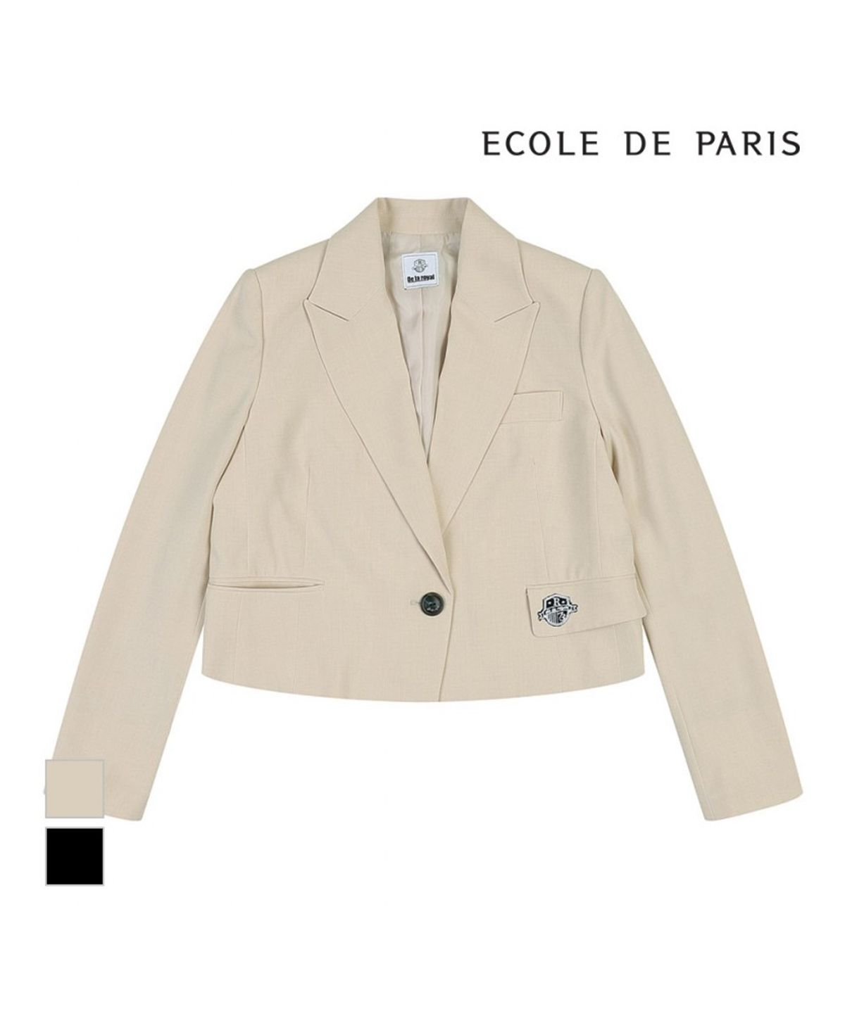 에꼴드파리(ECOLEDEPARIS) 와펜포인트 원버튼 자켓_RB23WJA008Z