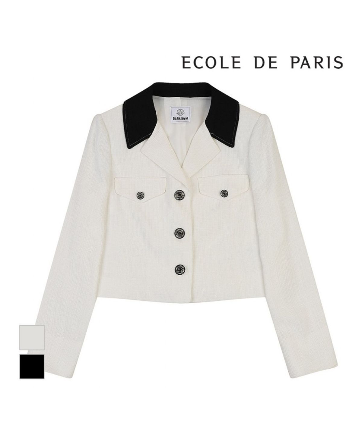 에꼴드파리(ECOLEDEPARIS) 배색카라 크롭 자켓_RB34WJCM35Z