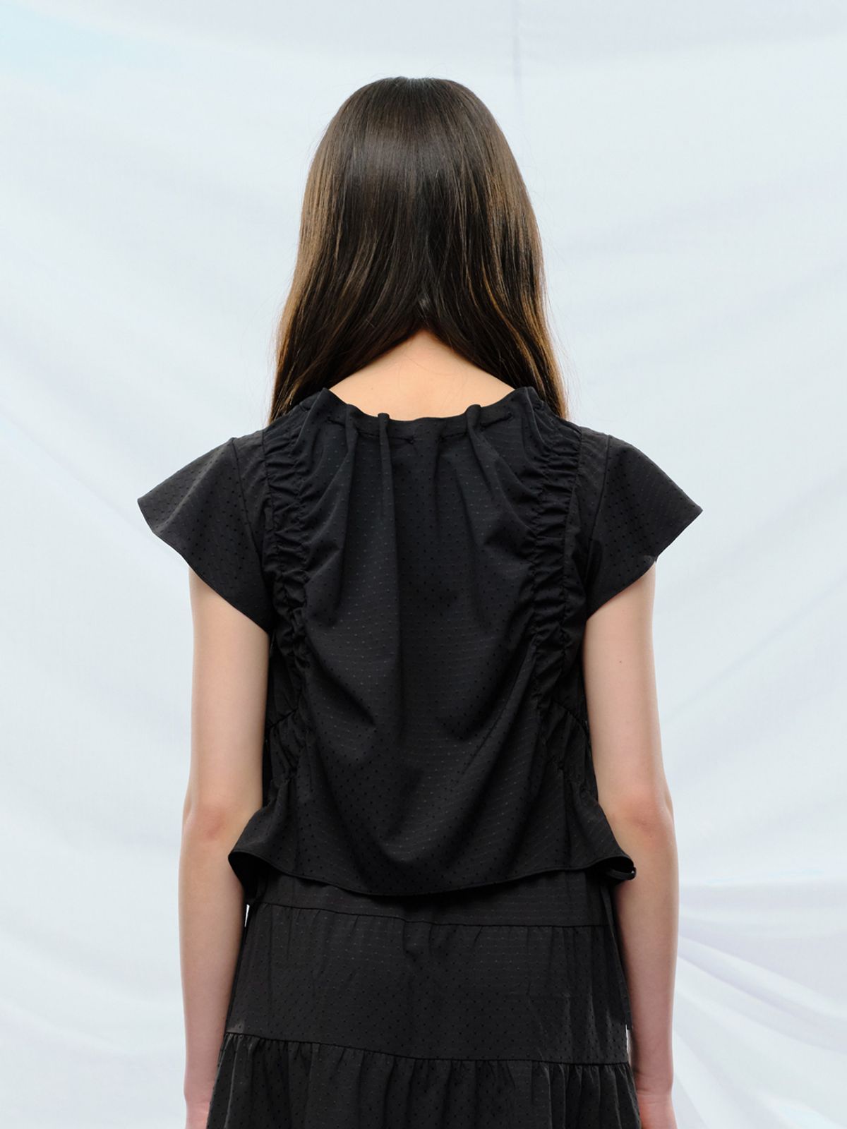 퓨레(PUREE) Fungi Polkadot Blouse Black
