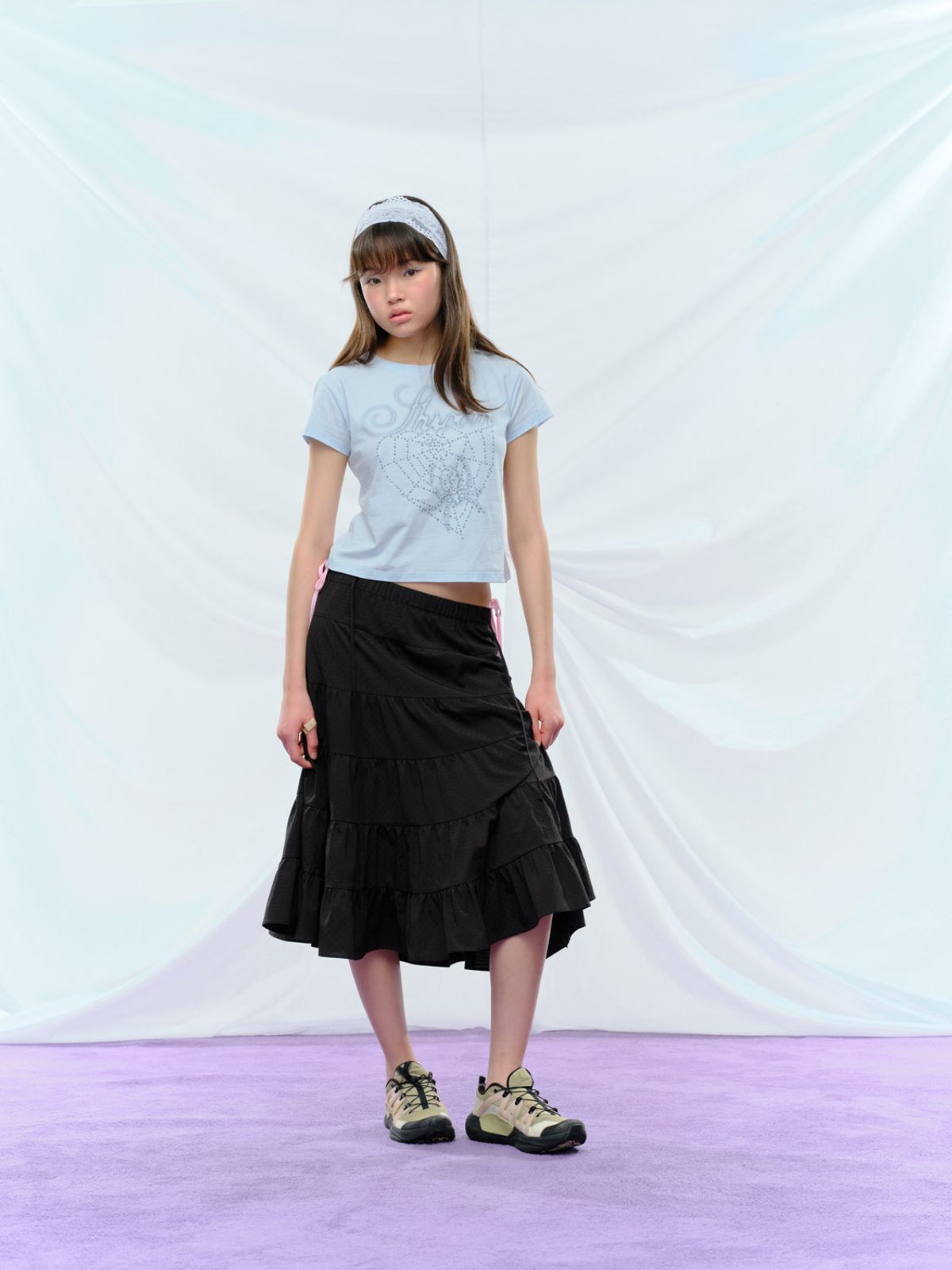 퓨레(PUREE) Fungi Polkadot Skirt Black