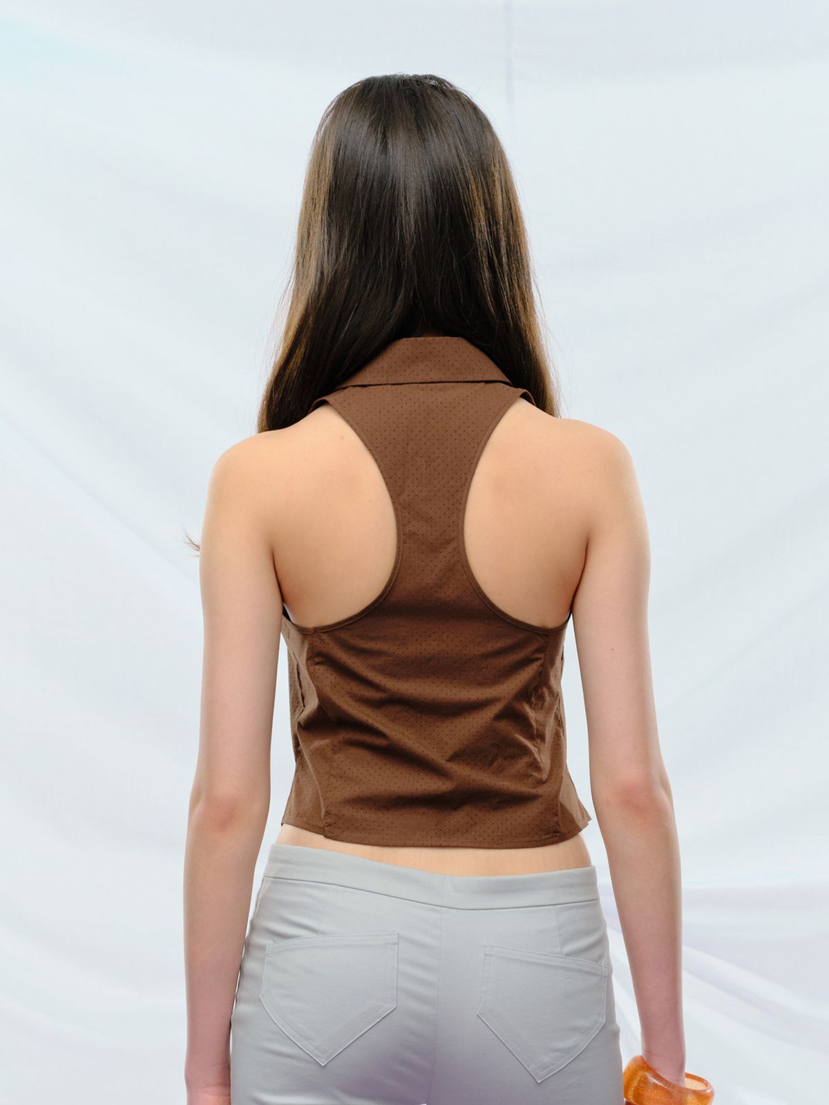 퓨레(PUREE) Dot Punching Shirt Vest Brown