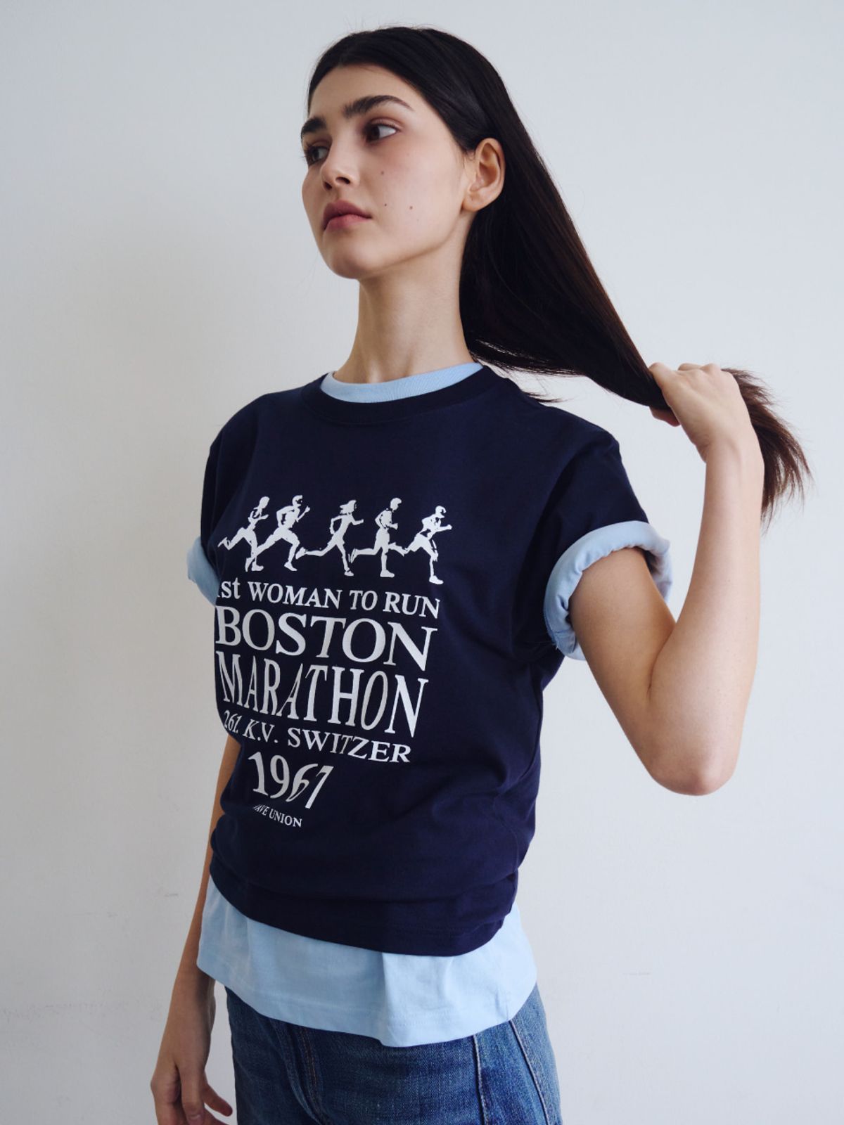 웨이브유니온(WAVE UNION) Kathrine T-shirt Navy