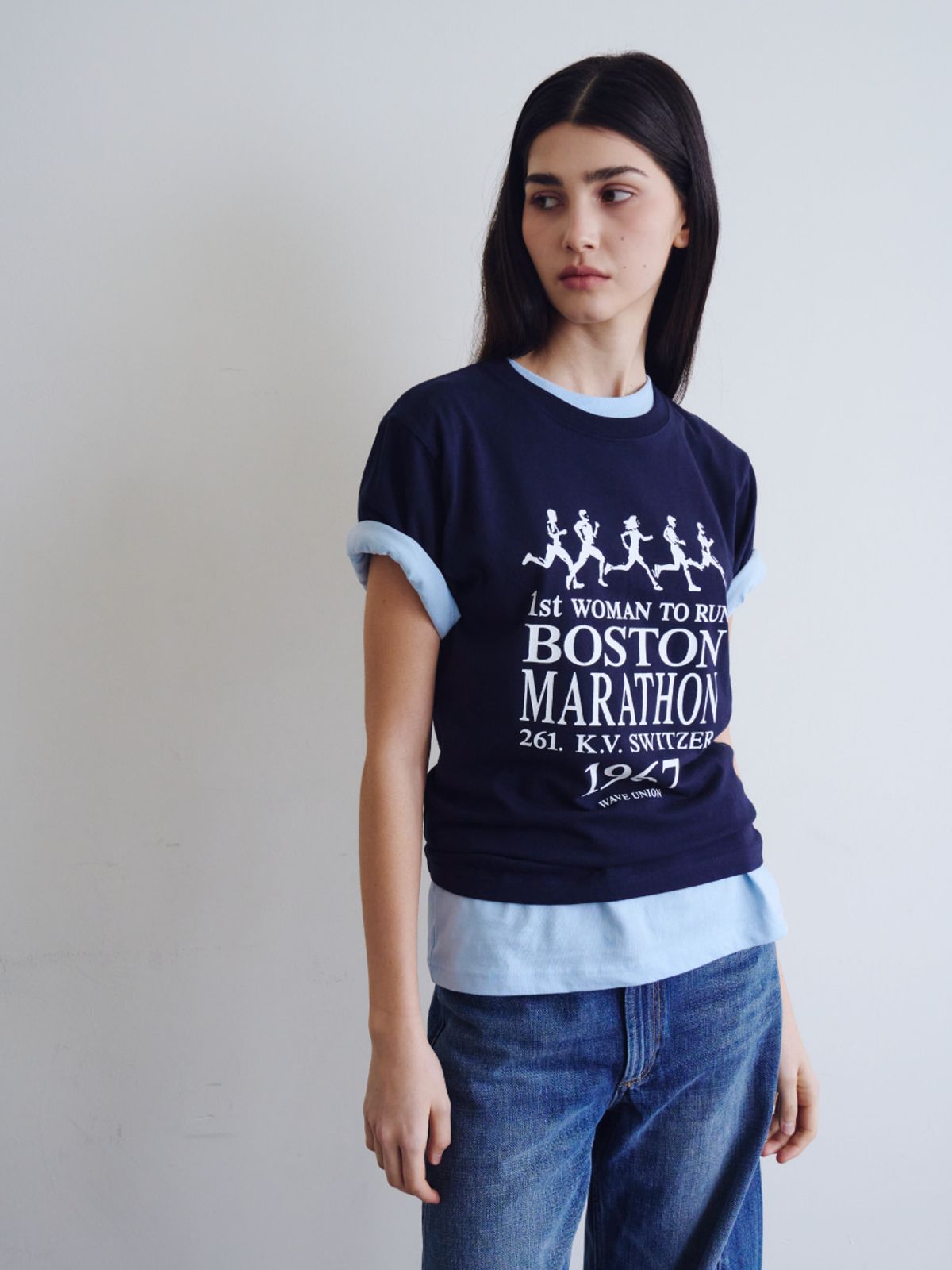 웨이브유니온(WAVE UNION) Kathrine T-shirt Navy