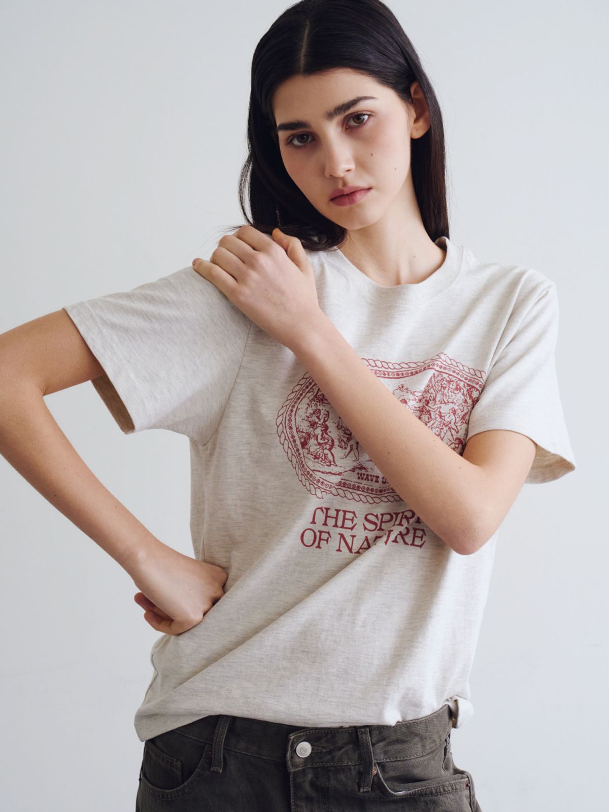 웨이브유니온(WAVE UNION) Nymphs T-shirt Heather oatmeal