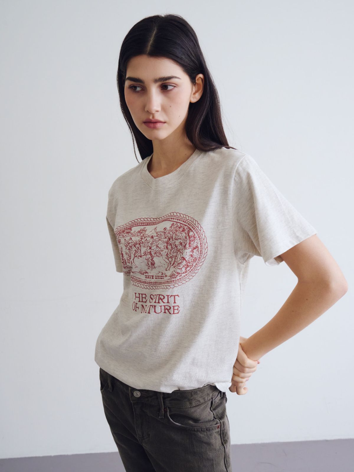 웨이브유니온(WAVE UNION) Nymphs T-shirt Heather oatmeal