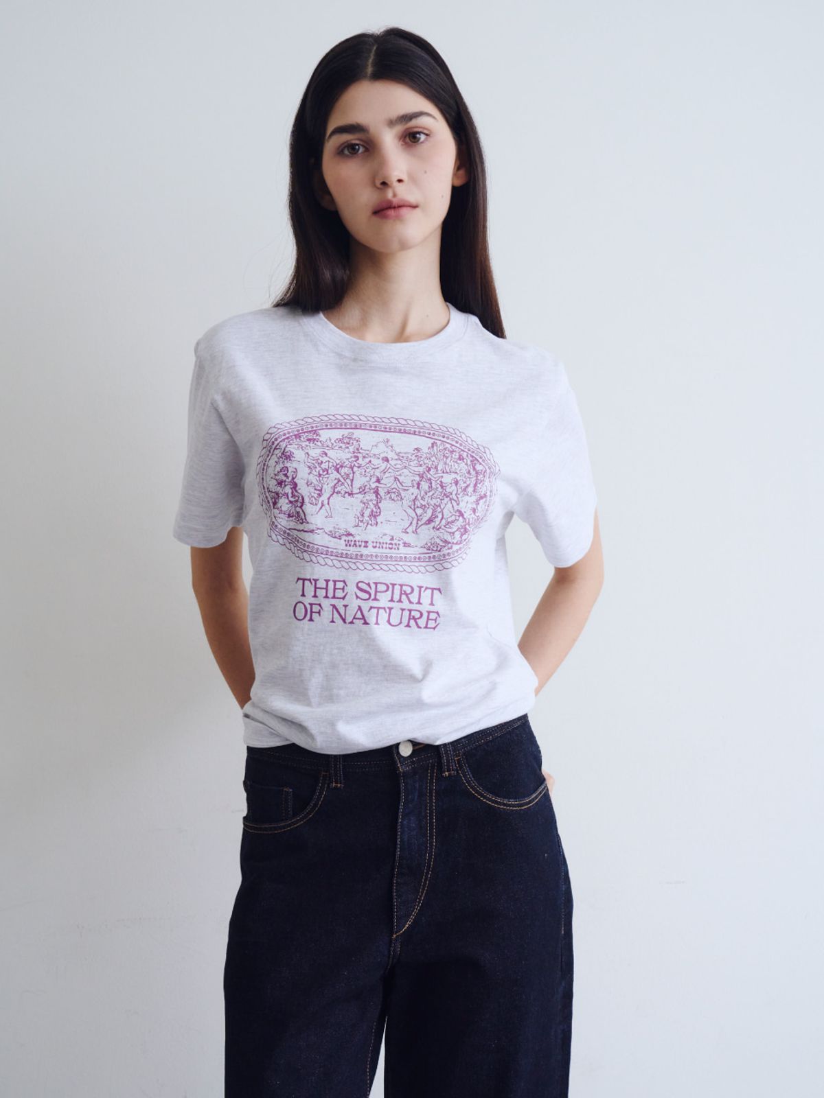 웨이브유니온(WAVE UNION) Nymphs T-shirt Heather gray Purple