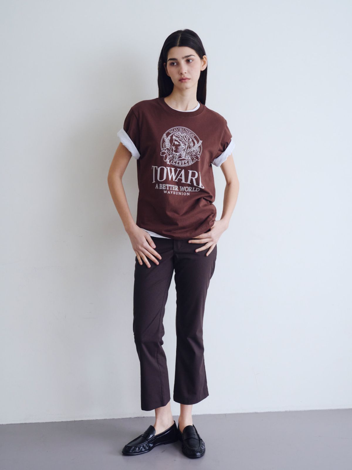 웨이브유니온(WAVE UNION) Toward T-shirt Brown