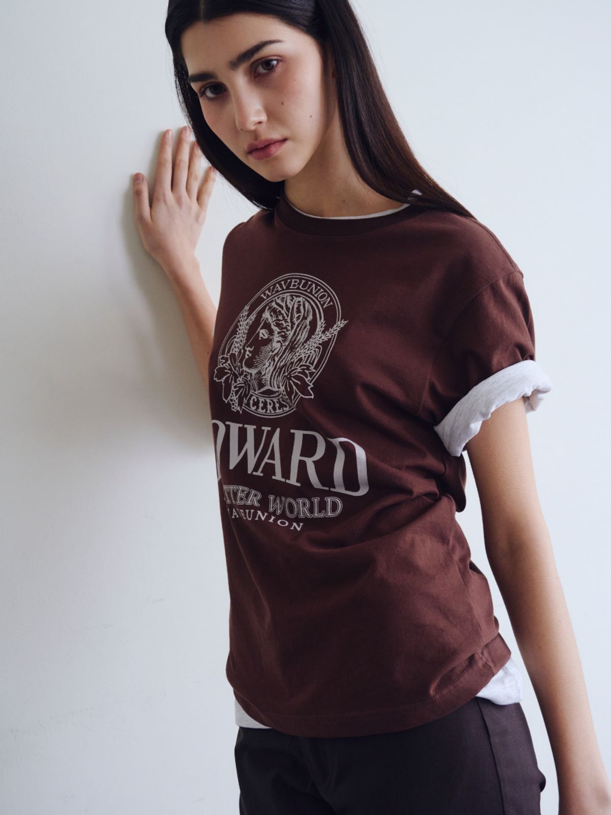 웨이브유니온(WAVE UNION) Toward T-shirt Brown