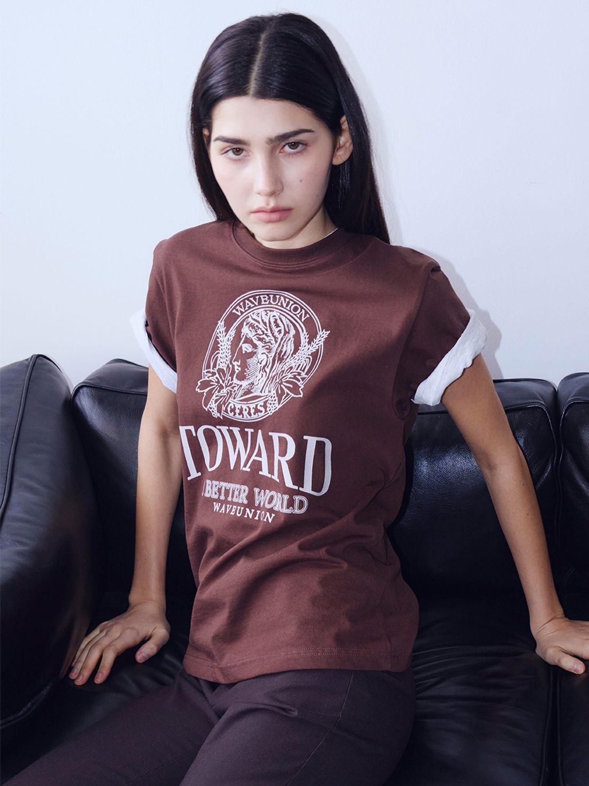 웨이브유니온(WAVE UNION) Toward T-shirt Brown