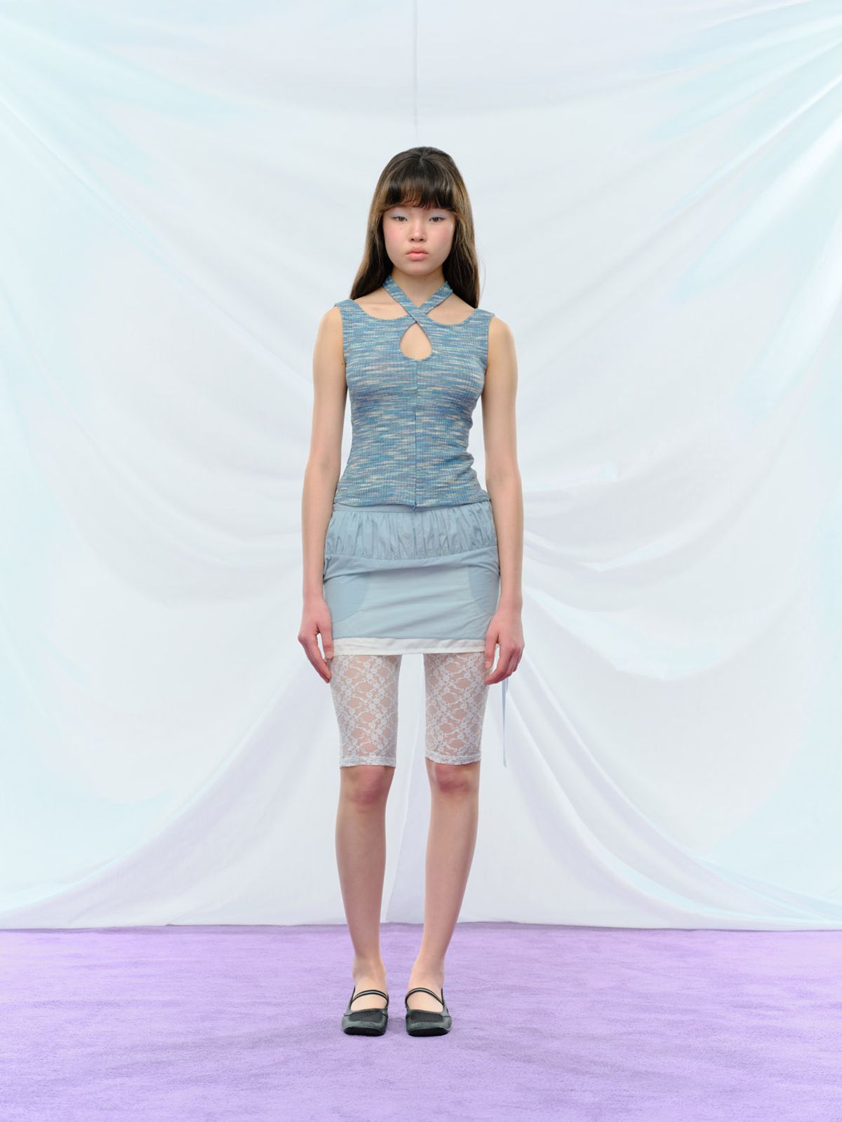 퓨레(PUREE) Bonnet Mini Skirt Baby blue