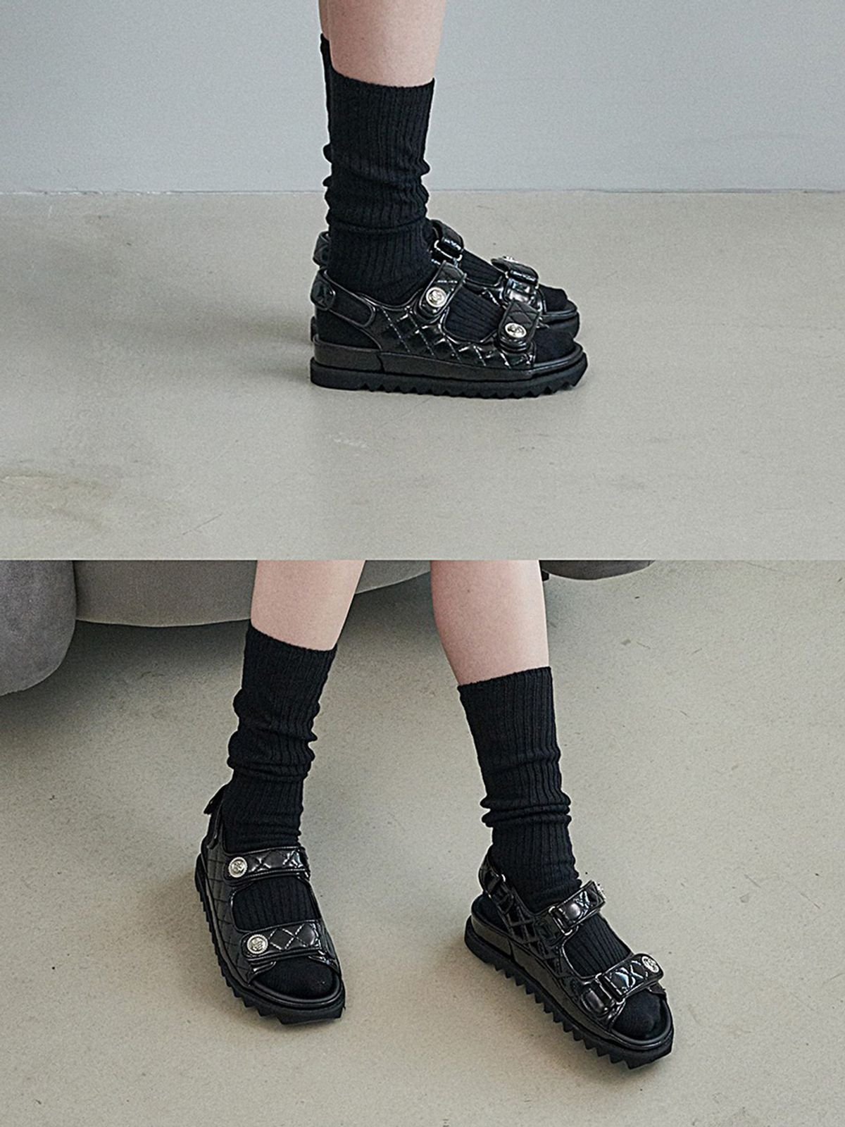 모이지(MOIJI) EO2623 Enamel Velcro Sandals(3color)
