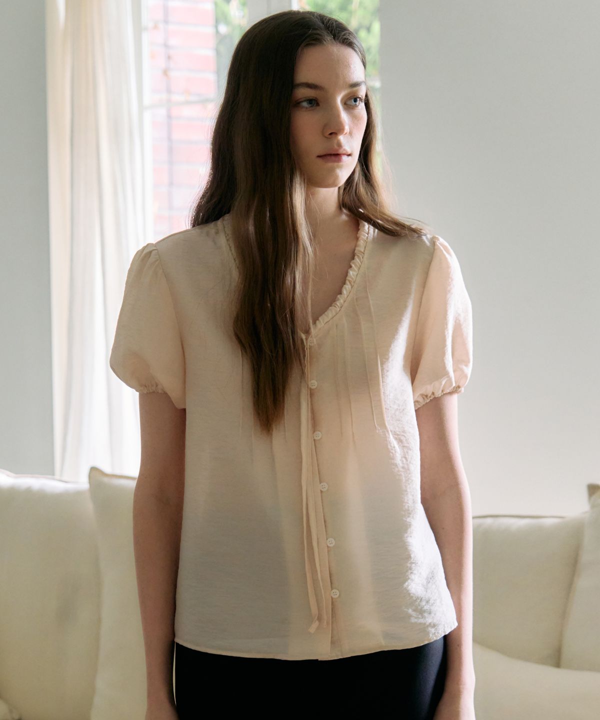 엘리오티(ELLIOTI) Deline Sheer Blouse_3Color