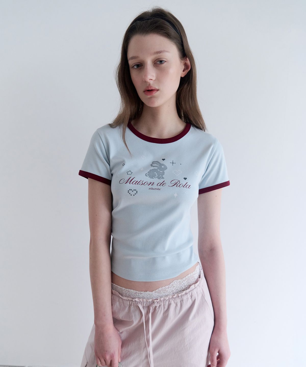 로라로라(ROLAROLA) RORABBIT FRIENDS RINGER T-SHIRT BLUE