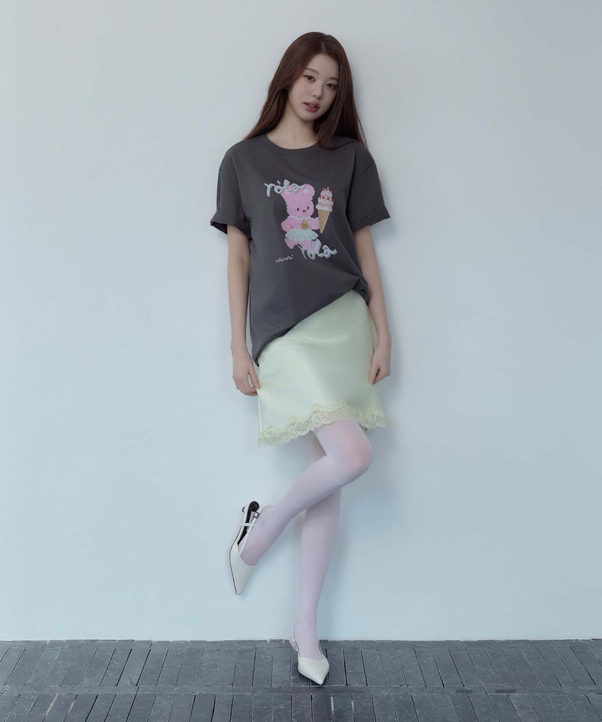 로라로라(ROLAROLA) RORABBIT FRIENDS T-SHIRT CHARCOAL