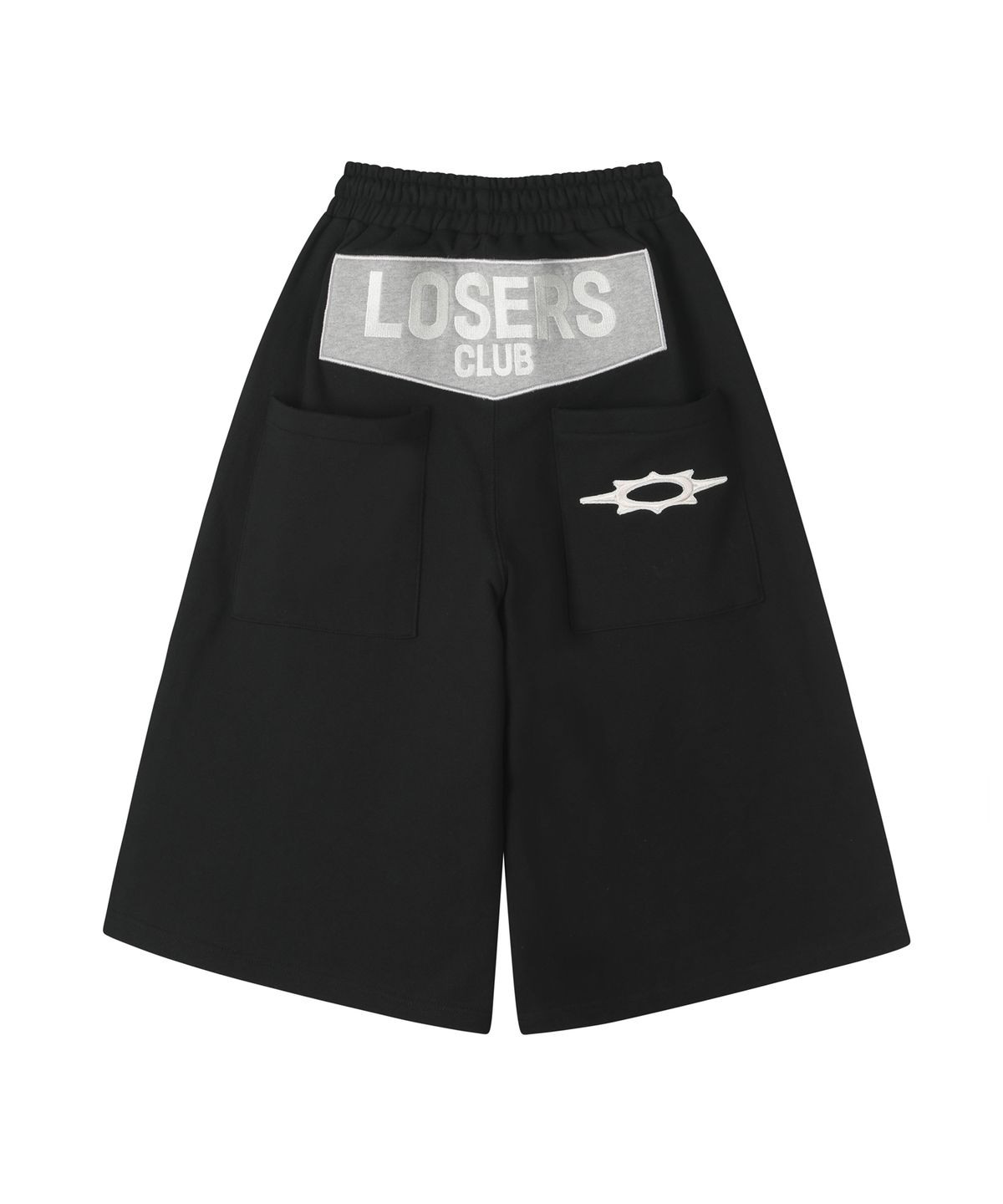 루저스클럽(LOSERS CLUB) LC 로고 아플리케 버뮤다 스웻팬츠 블랙