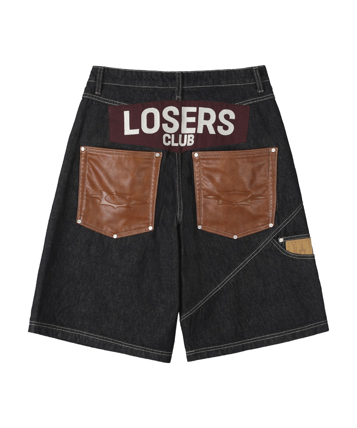 루저스클럽(LOSERS CLUB) 레더 패치 스타 스터드 버뮤다 데님팬츠 인디고