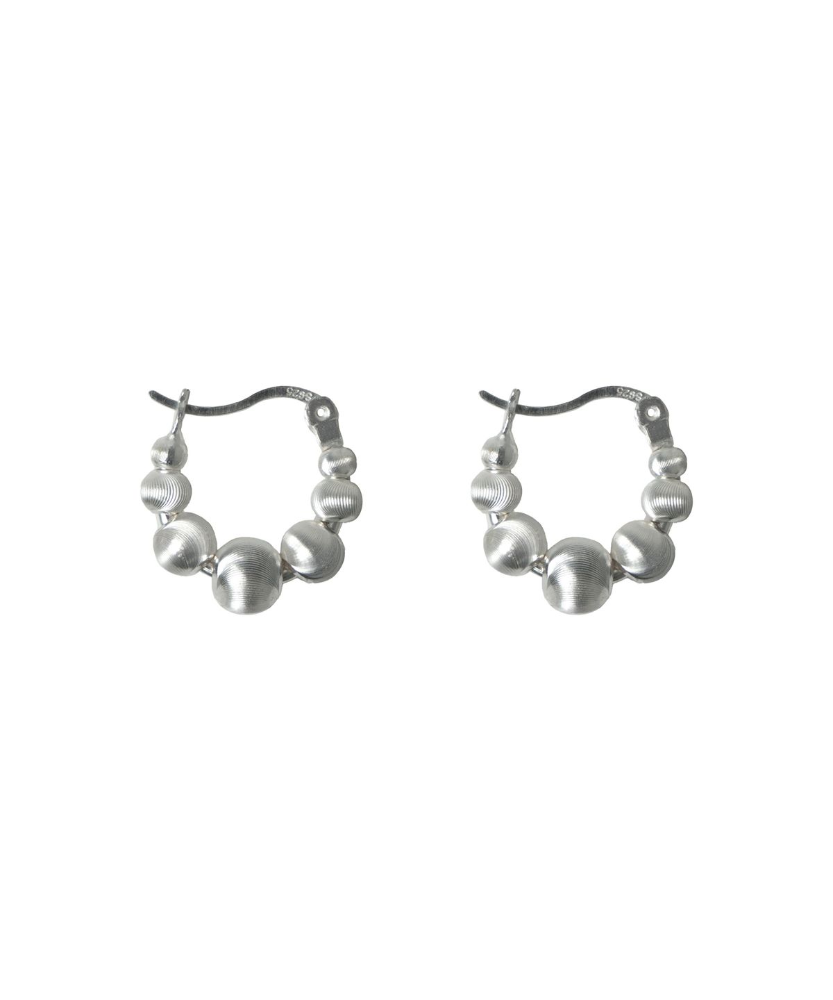 하스(HAS) [Silver 925] HMS010 Textured Silver Ball Hoop Earrings
