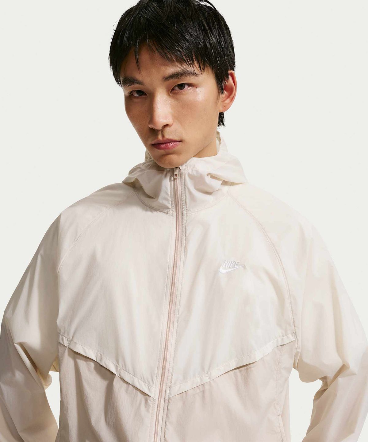 나이키(NIKE) 윈드러너 언라인드 풀집 UV 재킷 M - 라이트 오어우드 브라운:크림 II:화이트 / IO9628-104