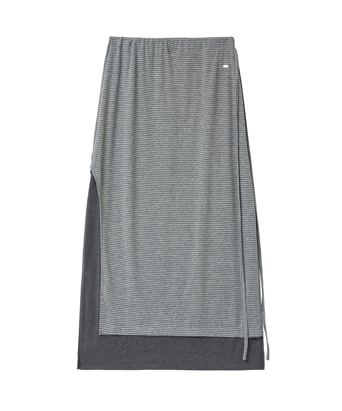 렌세(RENSE) Striped Layered Long Skirt Gray