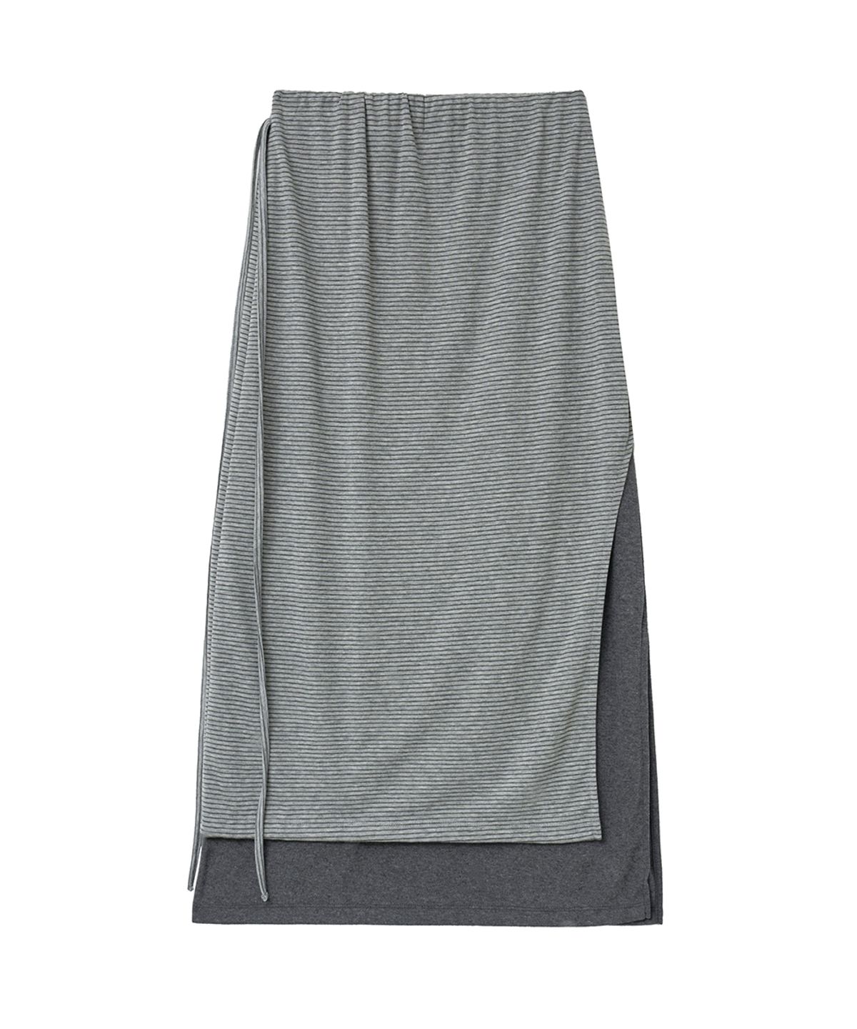렌세(RENSE) Striped Layered Long Skirt Gray