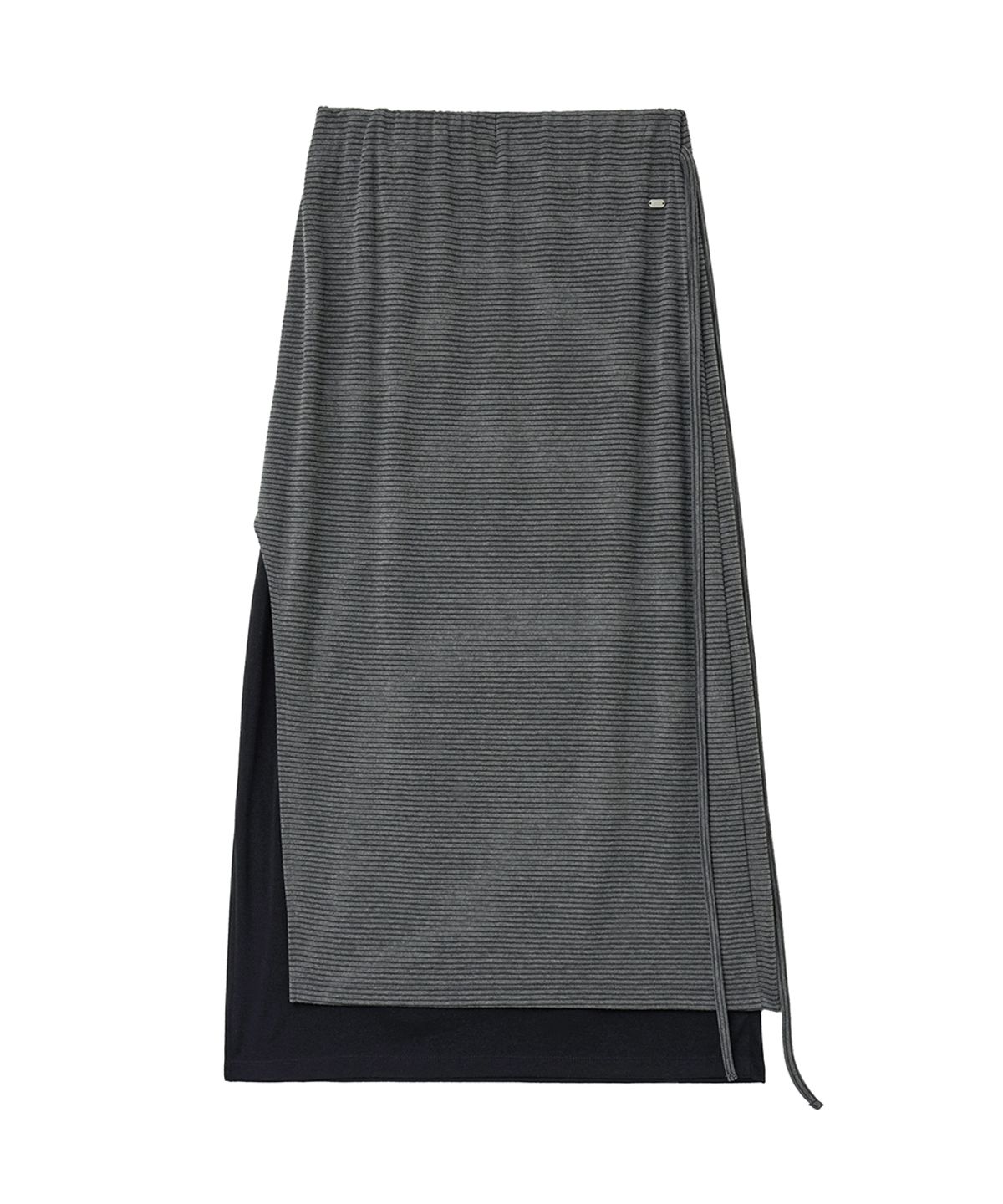 렌세(RENSE) Striped Layered Long Skirt Black