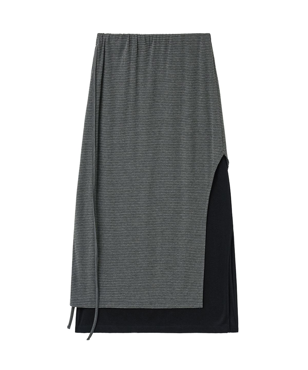 렌세(RENSE) Striped Layered Long Skirt Black