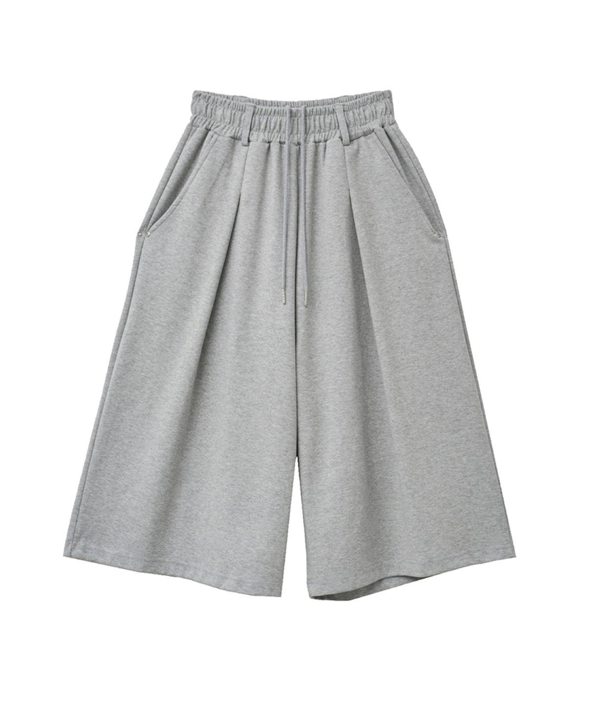 렌세(RENSE) One-Tuck  Wide Bermuda Pants Melange Gray