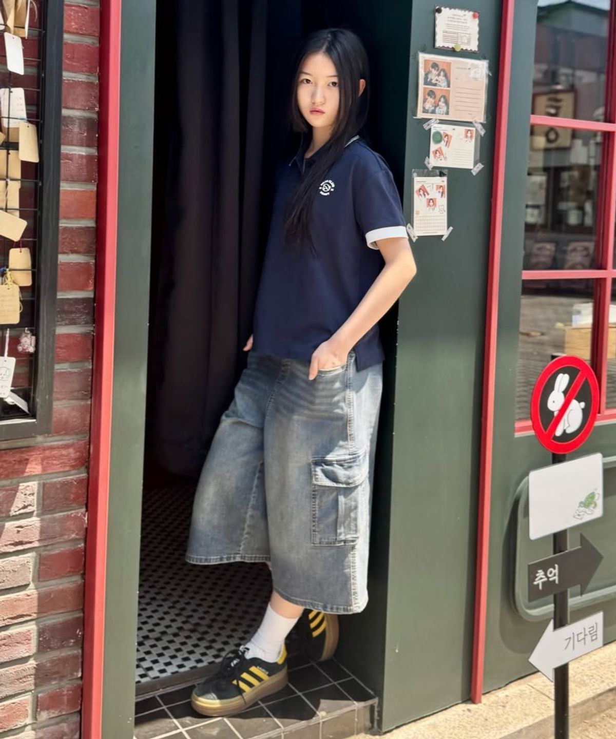 행텐 틴즈(HANGTEN TEENS) 틴즈 여아 6.5부 카고 버뮤다 데님팬츠_285(14570-156-407-10)