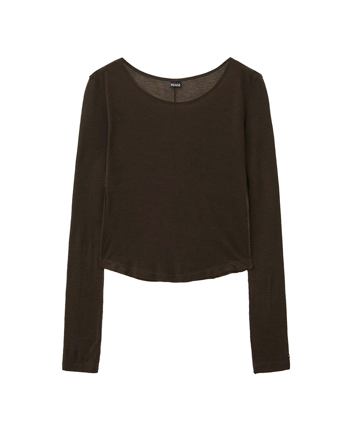 렌세(RENSE) Sheer Layered Long Sleeve Tee Brown