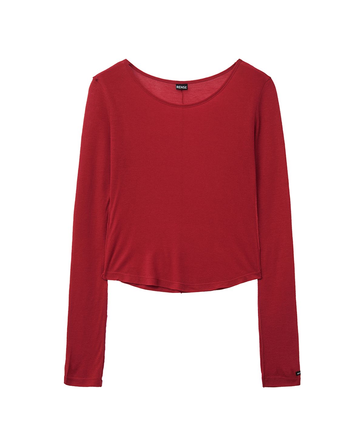 렌세(RENSE) Sheer Layered Long Sleeve Tee Red