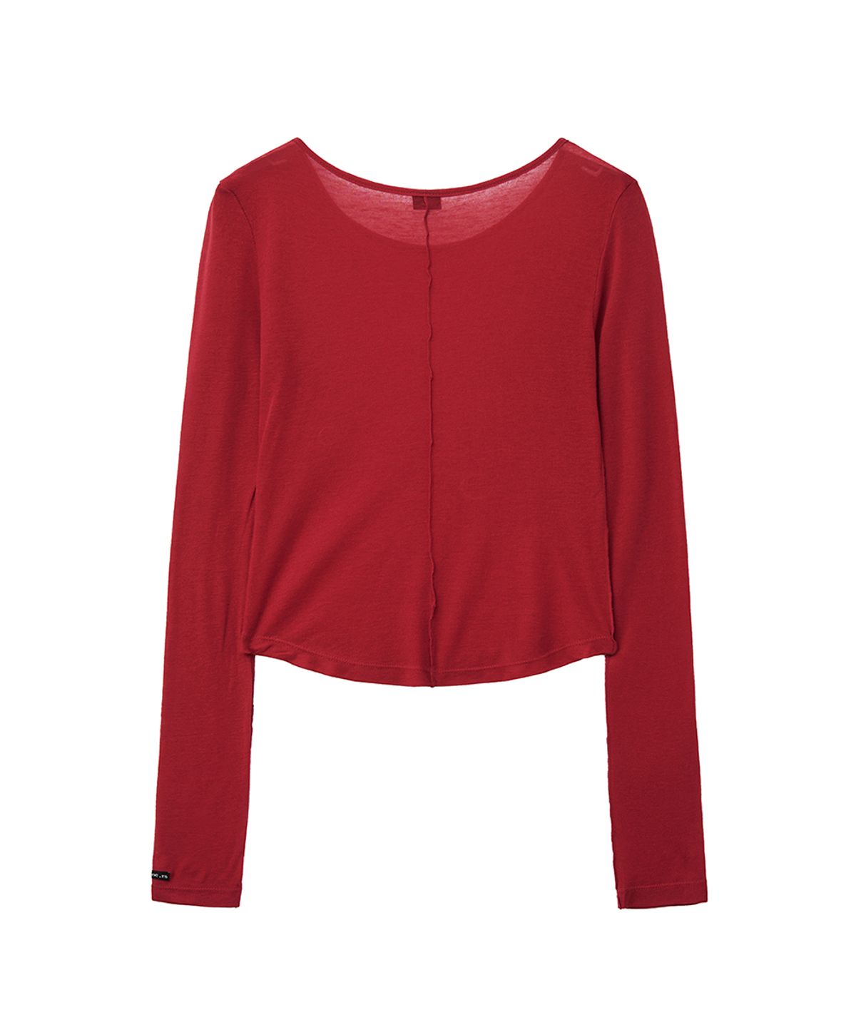 렌세(RENSE) Sheer Layered Long Sleeve Tee Red