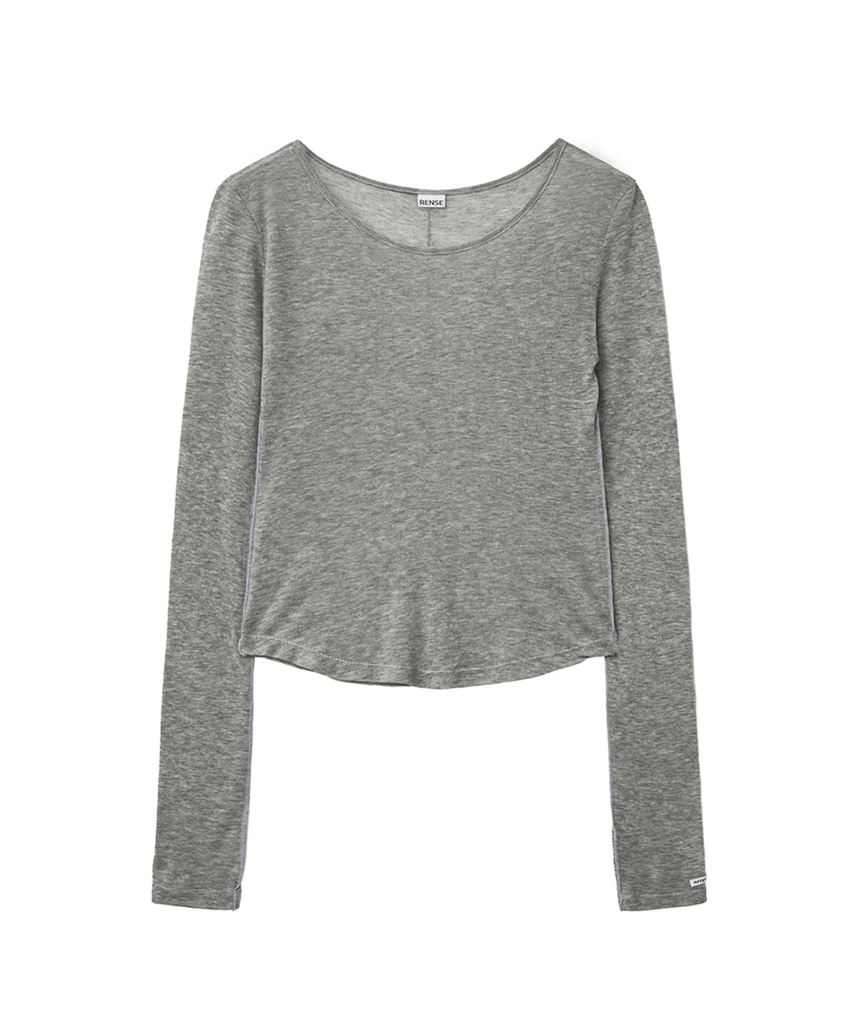 렌세(RENSE) Sheer Layered Long Sleeve Tee Melange Gray