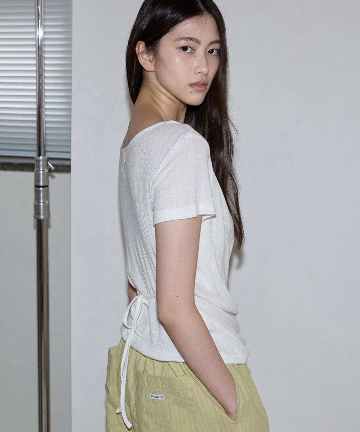 렌세(RENSE) Drape String Tee Ivory
