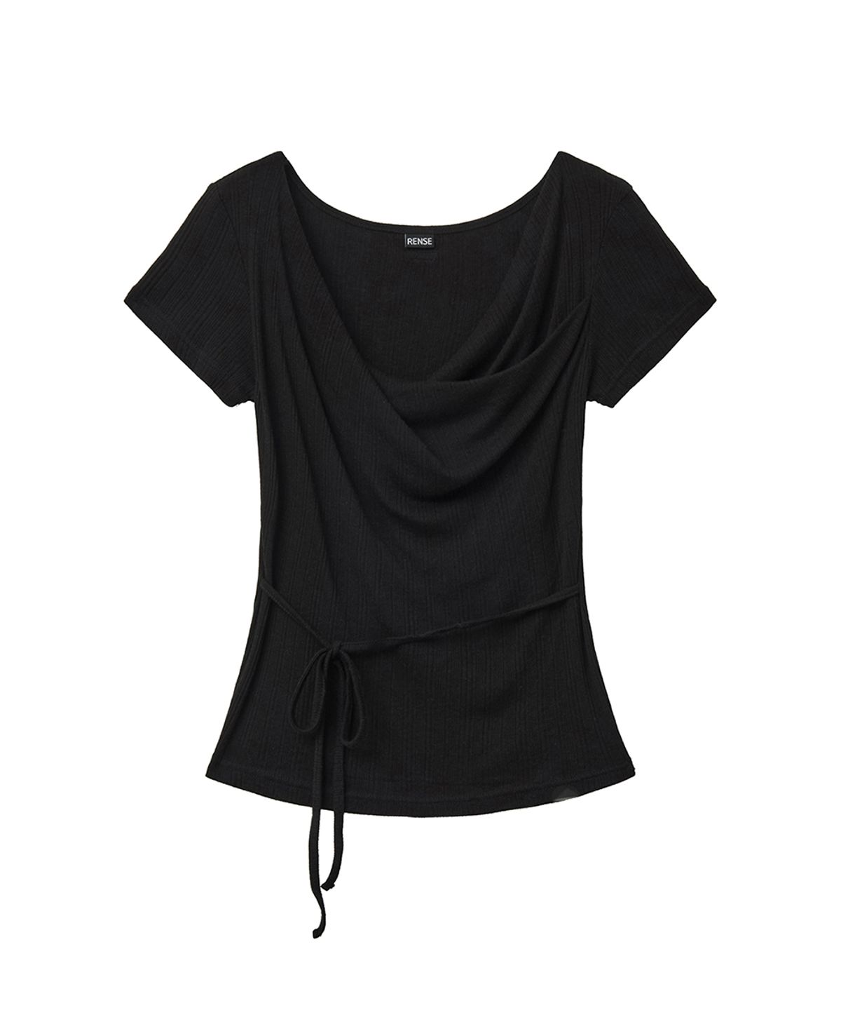 렌세(RENSE) Drape String Tee Black