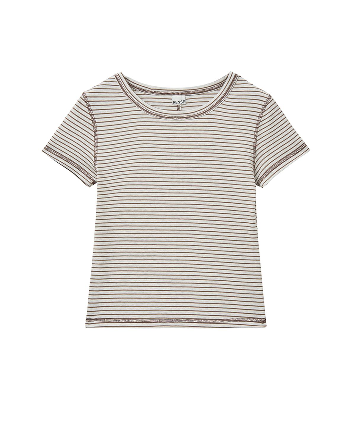 렌세(RENSE) Slim Fit Striped Tee Beige