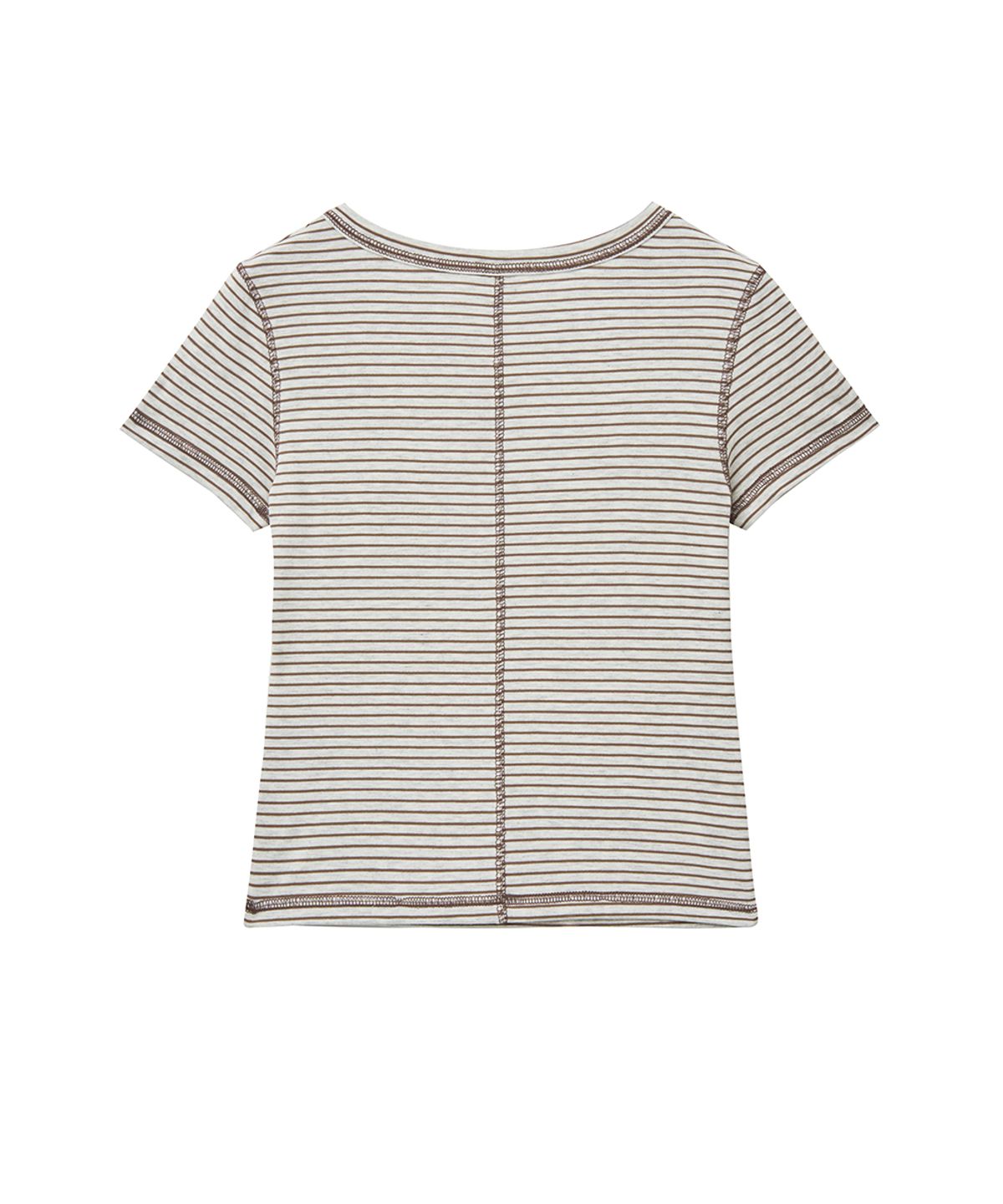 렌세(RENSE) Slim Fit Striped Tee Beige