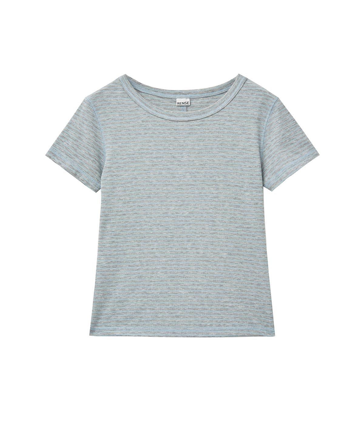 렌세(RENSE) Slim Fit Striped Tee Melange Gray