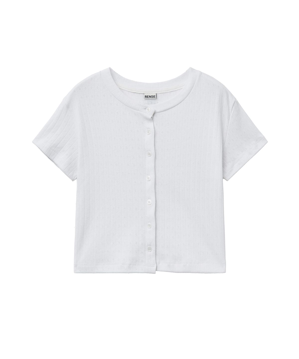 렌세(RENSE) Eyelet Half Sleeve Cardigan White