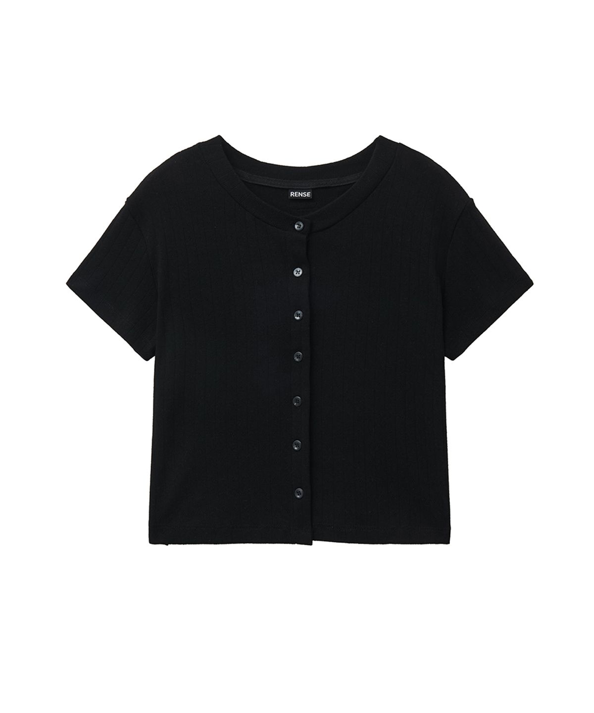 렌세(RENSE) Eyelet Half Sleeve Cardigan Black